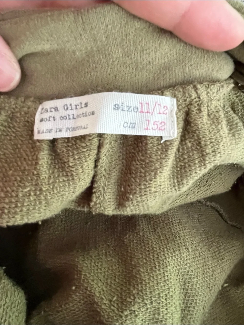Zara Olive Green Wide-Leg Overalls Jumpsuit, Size 11-12 years